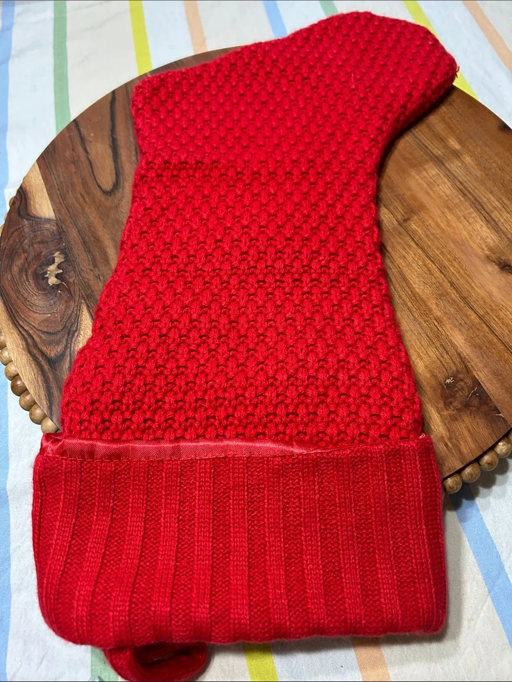 Red Thick Knitted Lined Holiday Christmas Stocking with Monogrammed Letter H NWT